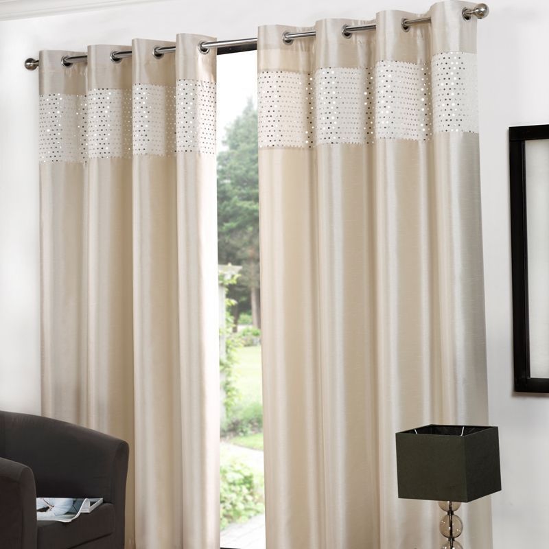 Glitz Eyelet Curtains (66" Width x 72" Drop) - Cream